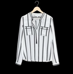 Loft Striped Long Sleeve Blouse